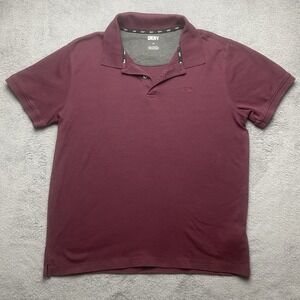 DKNY Polo Shirt Men's Short Sleeve Size Medium Maroon Casual Workwear Office